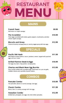 Pink Cute Menu Template