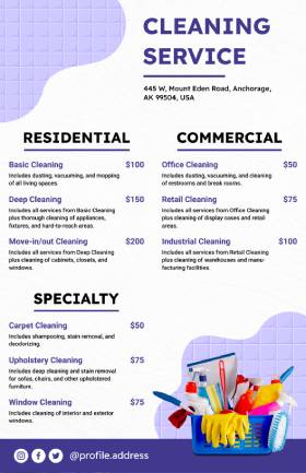 Cleaning Service Menu Template