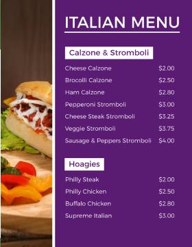 Original Italian Menu Template