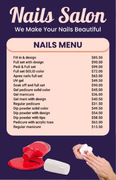Nail Salon Menu Template