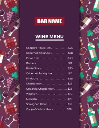 Purple Wine Menu Template