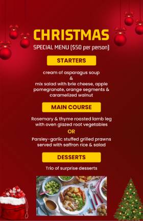 Yellow Christmas Menu Template