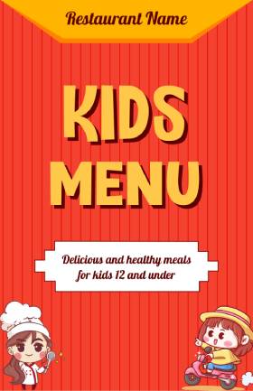 Kids Cute Menu Template