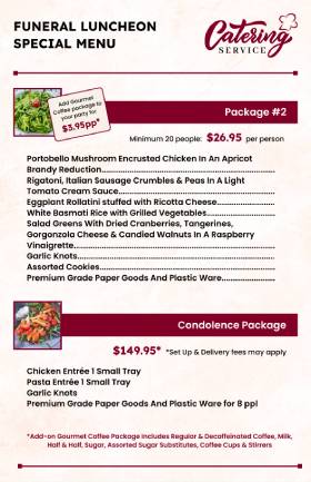 Funeral Catering Service Menu Template
