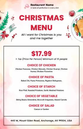 Restaurant Christmas Menu Template