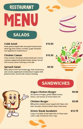 Restaurant Cute Menu Template