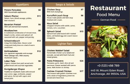 Restaurant Trifold Menu Template