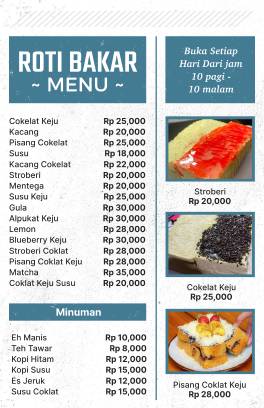 Roti Bakar Bakery Menu Template