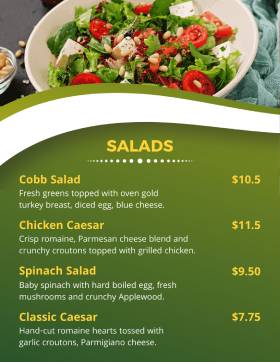 Salad Dinner Menu