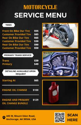 Motorcycle Service Menu Template