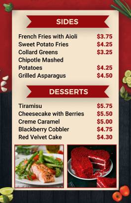 Sides Cafe Menu Template