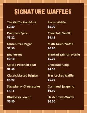 Signature Waffle Dessert Menu Template