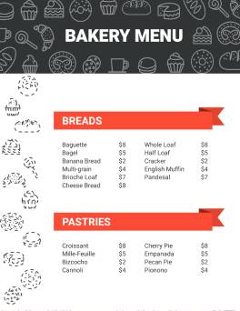 Cute Bakery Menu Template