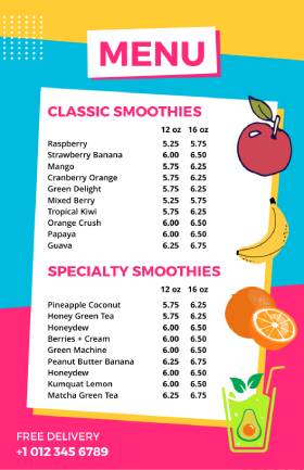 Classic Cute Menu Template