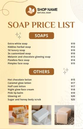 Soap Price List Template