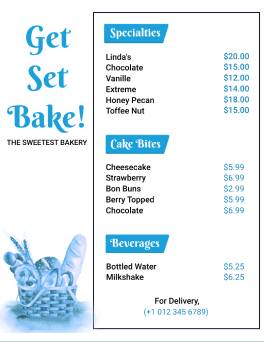 White Bakery Menu Template