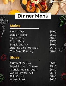 Black Dinner Menu
