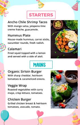 Starters Cute Menu Template