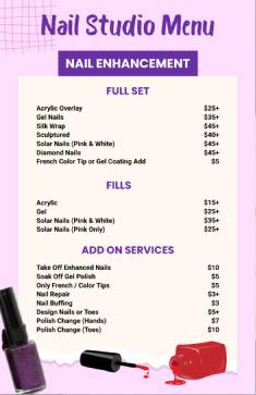 Nail Studio Salon Menu Template