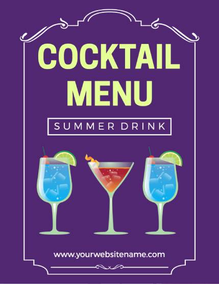 Summer Cocktail Menu Template