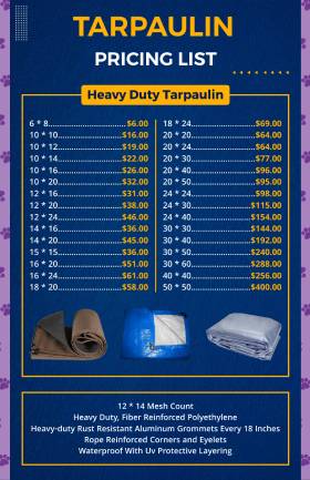Tarpaulin Price List Template