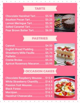 Pink Bakery Menu Template