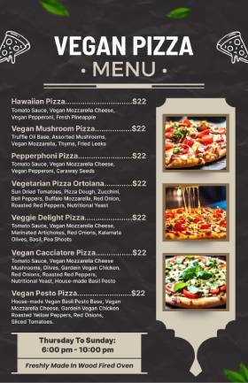 Vegan Pizza Menu Template