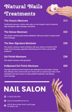 Natural nails Salon Menu Template