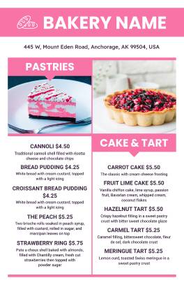Cake Bakery Menu Template