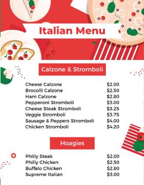 Red Italian Menu Template