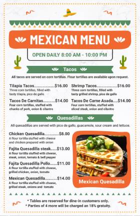 Green Mexican Menu Template