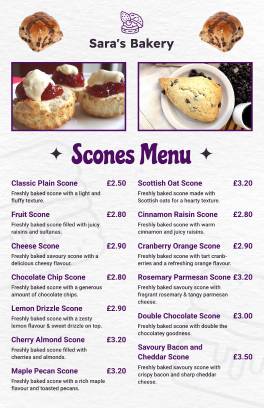 Sara's Bakery Menu Template