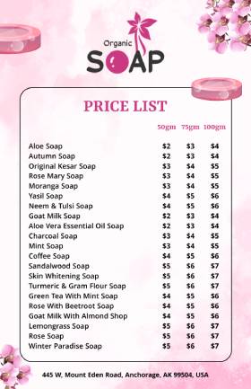 Soap Price List Template