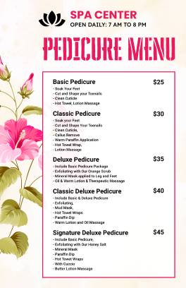 Pink Spa Menu Template