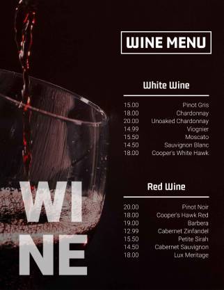 Cool Wine Menu Template