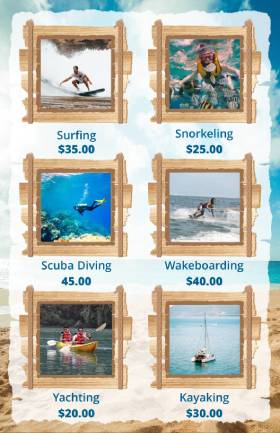 Beach Price List Template