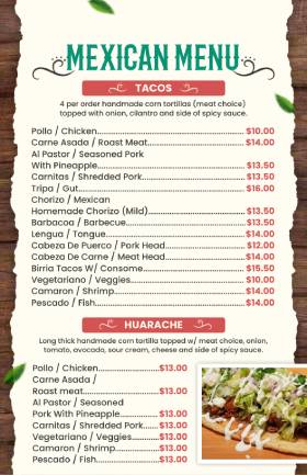 Special Mexican Menu Template