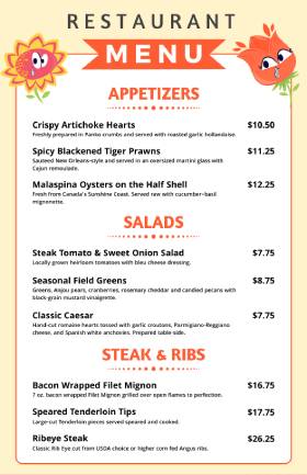 Yellow Cute Menu Template