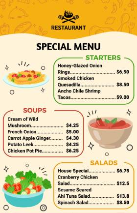 Special Cute Menu Template