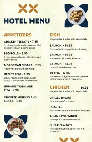 Stylish Hotel Menu Template