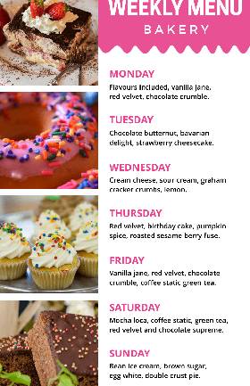 Bakery Weekly Menu Template