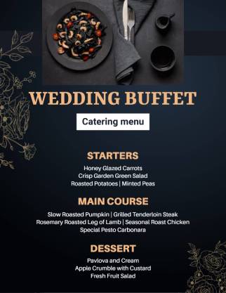 Black Wedding Menu Template