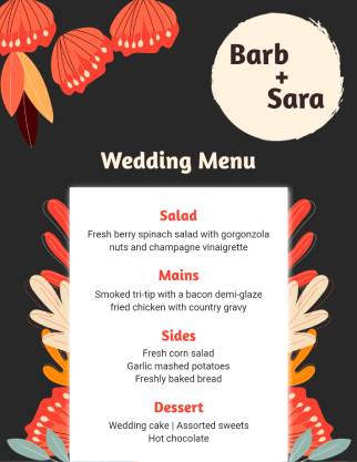 Barb & Sara Wedding Menu Template