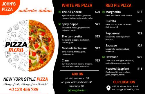 Pizza Online Menu Template