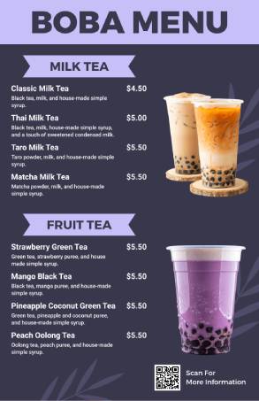 Purple Boba Menu Template