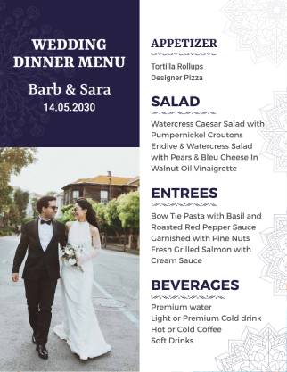 Blue Wedding Menu Template
