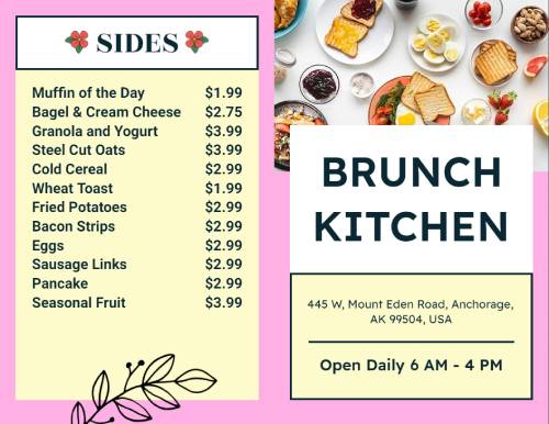 Brunch Kitchen Online Menu Template
