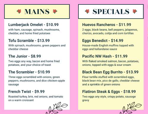 Brunch Kitchen Online Menu Template