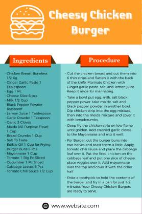 Chicken Burger Recipe Card Template