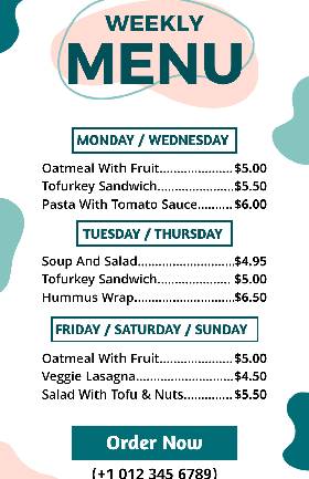 Green Weekly Menu Template